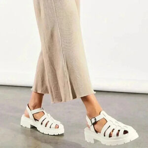 Free People Delaney Fisherman Platform Sandals White EU 37 US 7